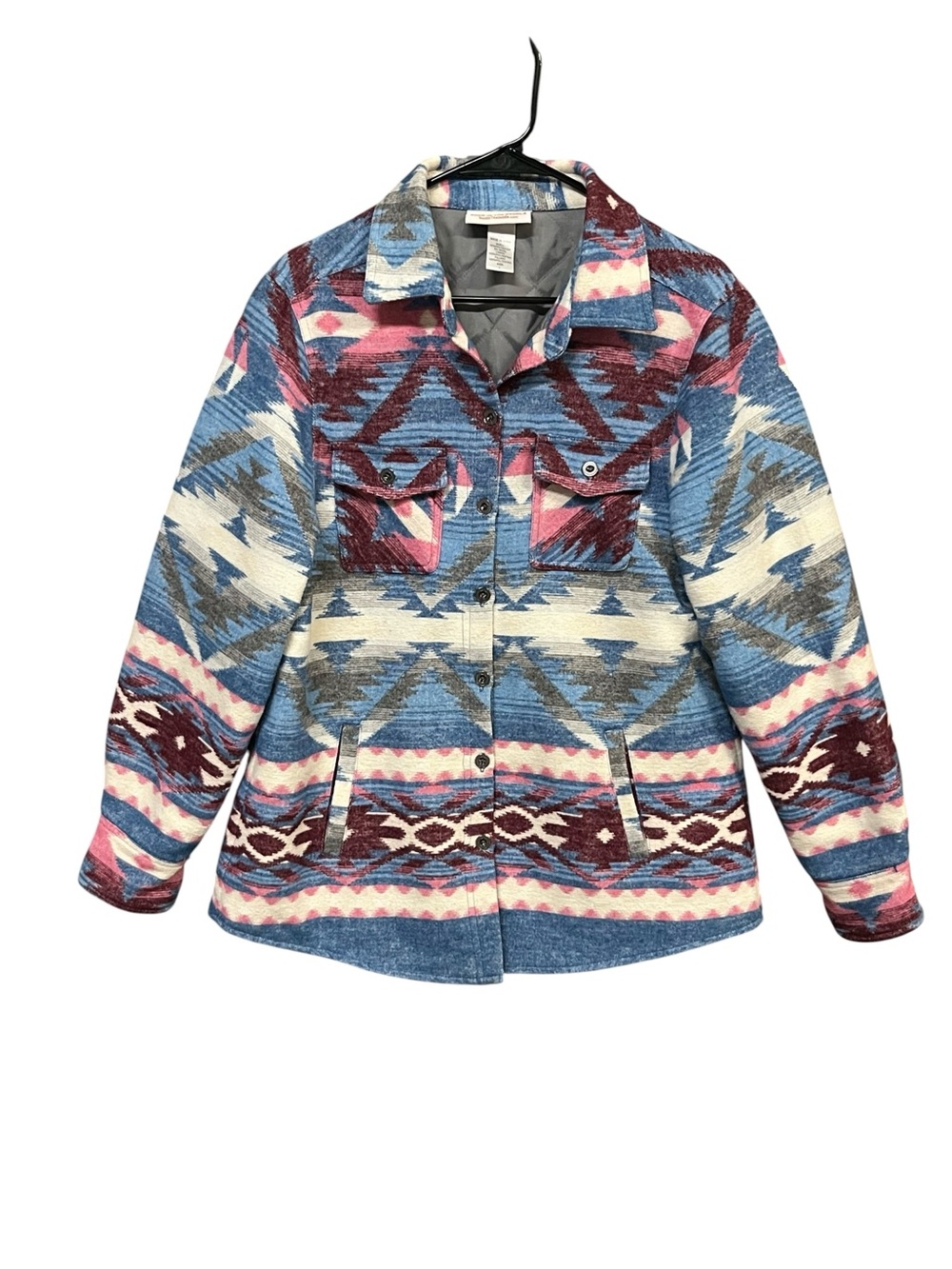 Back in the Saddle Women’s Southwestern Aztec Jacket L Blue Pink Western